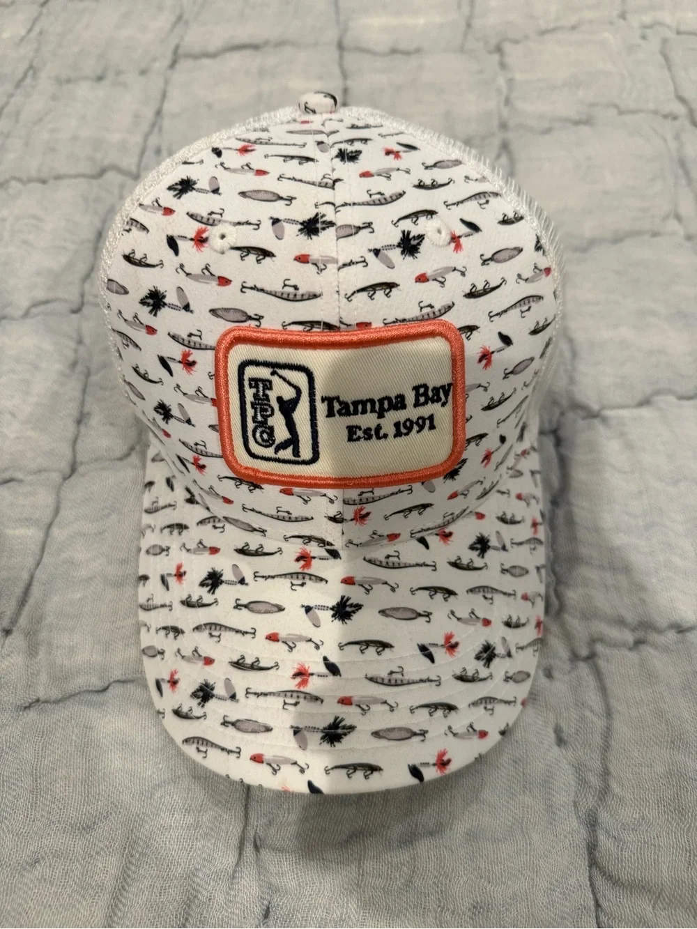 TPC Tampa Golf Hat - White with Navy & Coral